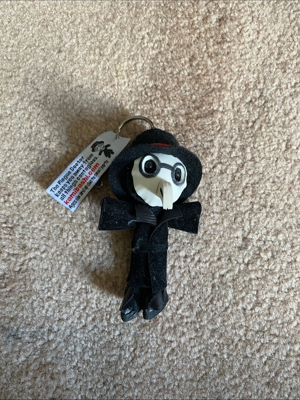 Plague Doctor Plush Keychain - Black & White